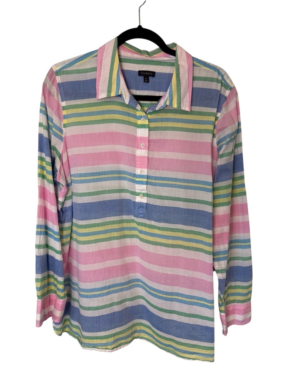 Talbots Pastel Striped 100% Cotton Long Sleeve Shirt